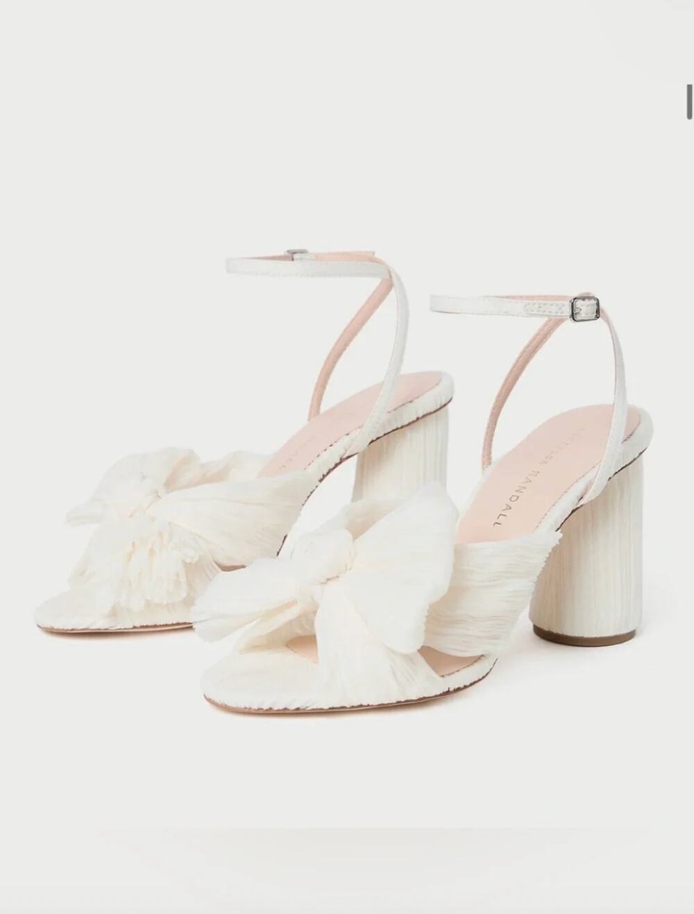 NIB Loeffler Randall Camellia Pearl Bow Heel Sandals Womens Size 8 Bridal